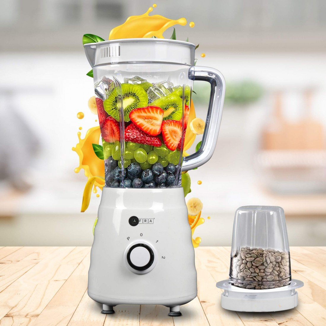 AFRA 500W Blender – 2-in-1 Set, 1.5L Jar, Stainless Steel Blade, Pulse Function – AF-500BLWT