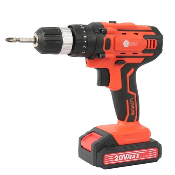 AFRA Cordless Impact Drill 10mm 20V 1.5Ah Li-ion Battery, 30N.M Torque, 0-450/0-1450rpm/min, 22000r/min Impact Rate, Compact Design, LED Indicator, Model AFT-10B-20CDRD, 1-Year Warranty