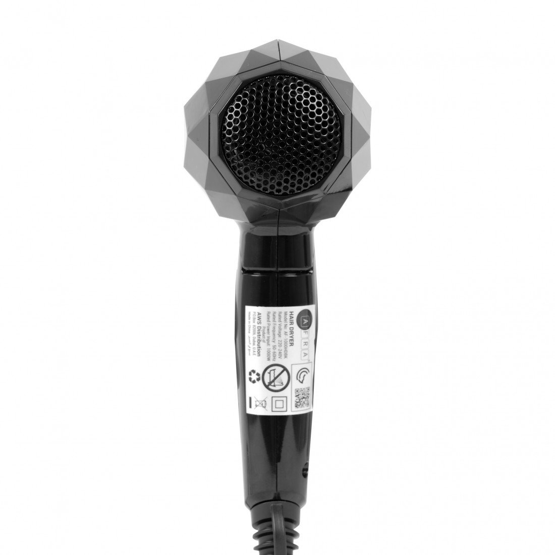 AFRA Hair Dryer 1000W – 2 Speeds, Heat Settings, Stylish Black, Concentrator – AF-1000HDBK - Image 9