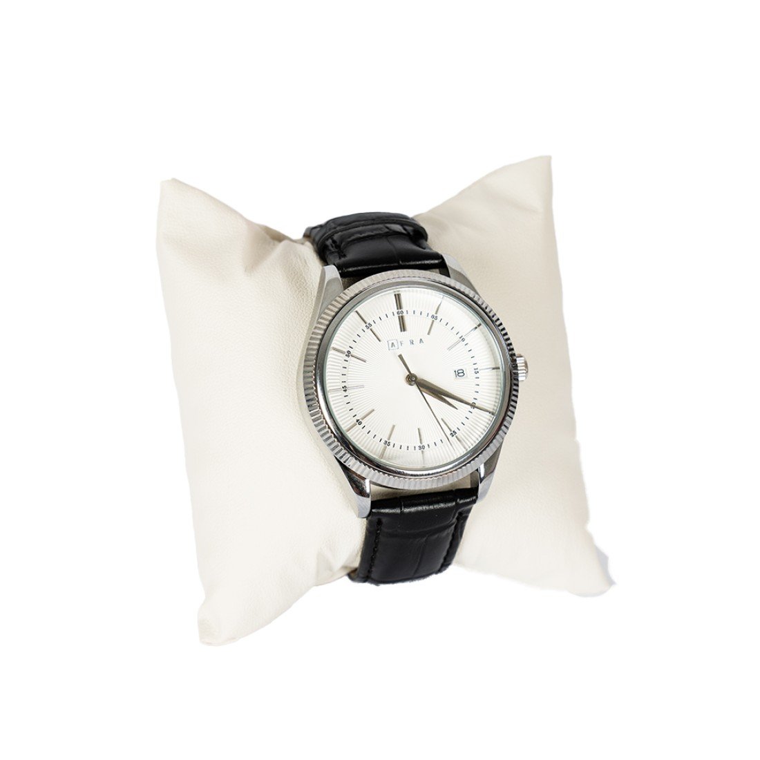 AFRA Elemental Gents Watch | Silver Case | White Dial | Black Leather Strap | AF11803 - Image 4