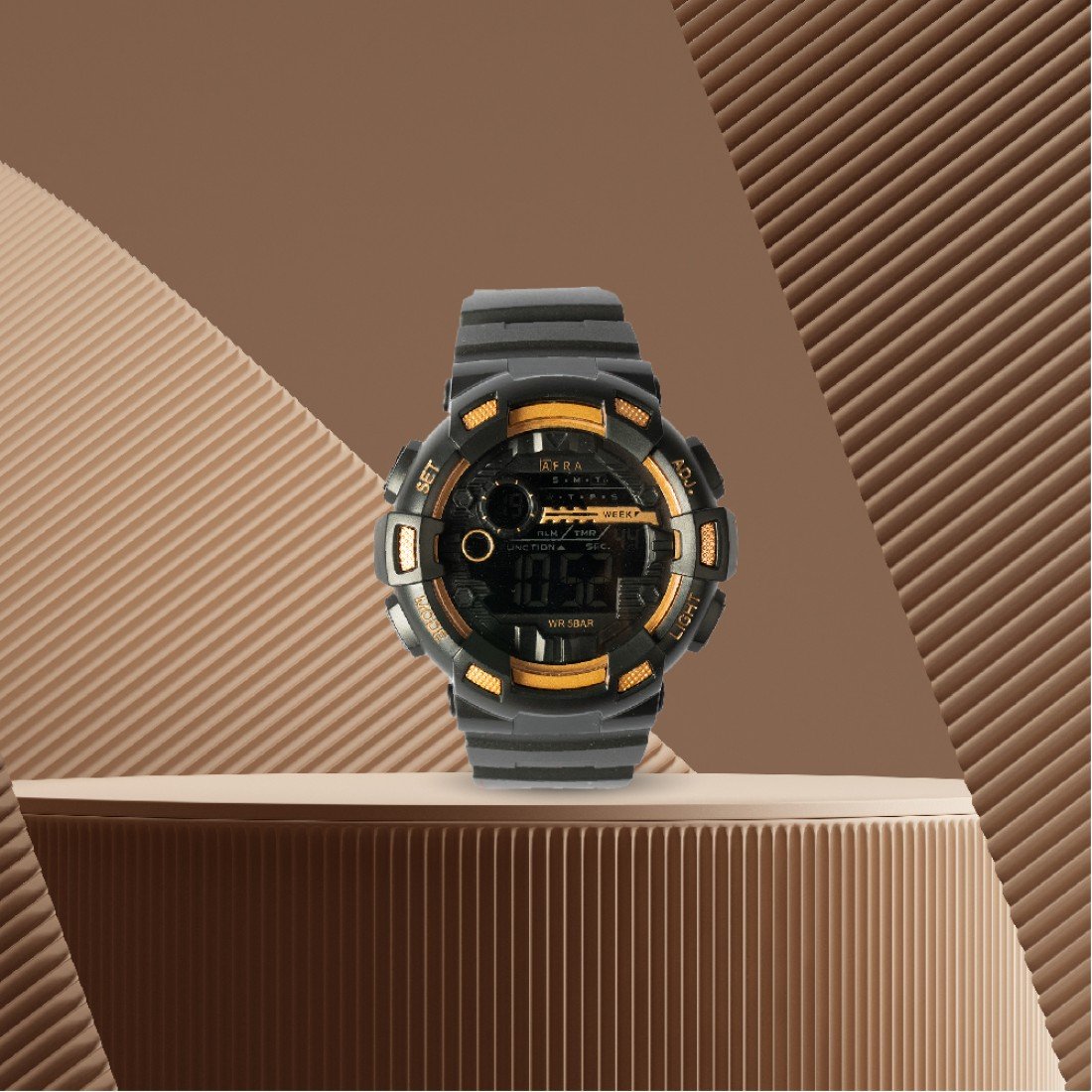 AFRA Highlander Gents Watch | Black/Rose Gold Case | Black Dial | PU Strap | AF12002 - Image 8