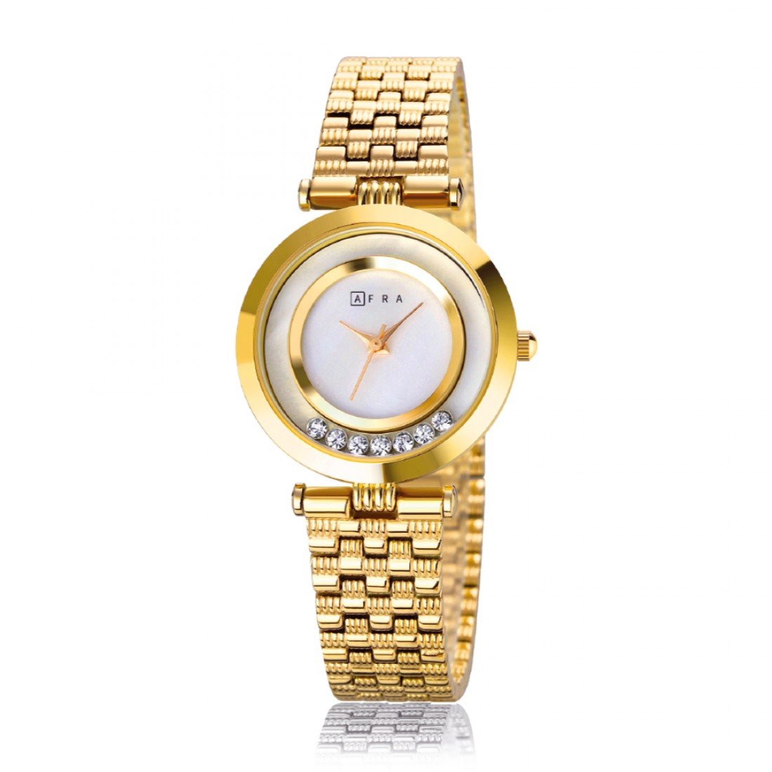AFRA Ballare Ladies Watch | Gold Case | White Dial | Gold Bracelet | Elegant Timepiece | AF20402