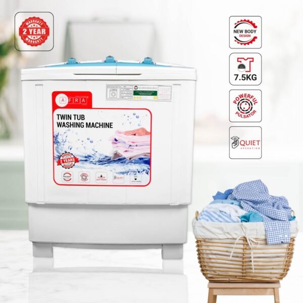 AFRA Washing Machine-Top Load, 110-220V, Twin Tub, Semi-Automatic, Freestanding, Compact Design, Durable Plastic Housing, G-MARK, ESMA, ROHS, and CB Certified, 2 Years Warranty. - Image 5