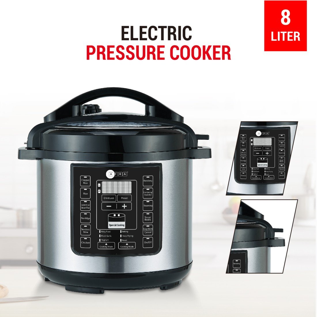 AFRA 12-in-1 Electric Pressure Cooker, 8L, 1300W, Multifunction, SS Body – AF-8035PCSS - Image 7