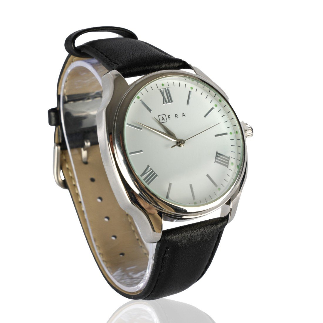 AFRA Ryder Gents Watch | Silver Case | White Dial | Black Leather Strap | AF10102