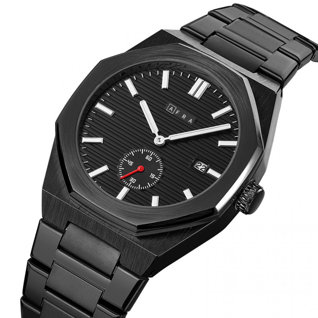 AFRA Octavian Gents Watch | Black Case | Black Dial | Black Bracelet | Model AF11402 - Image 3