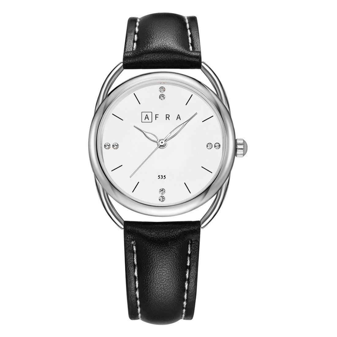 AFRA Carina Ladies Watch | Lightweight Silver Case | Leather Strap | Water Resistant 30m | AF20101