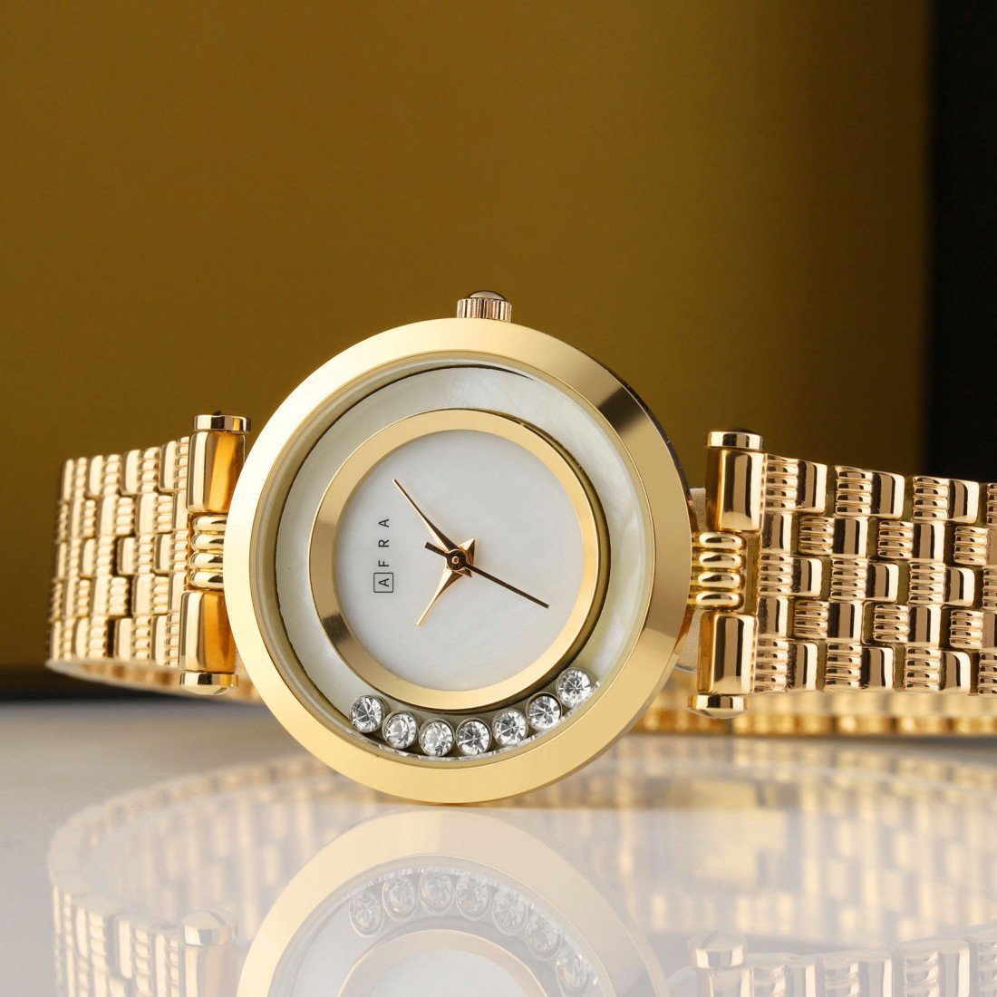 AFRA Ballare Ladies Watch | Gold Case | White Dial | Gold Bracelet | Elegant Timepiece | AF20402 - Image 4