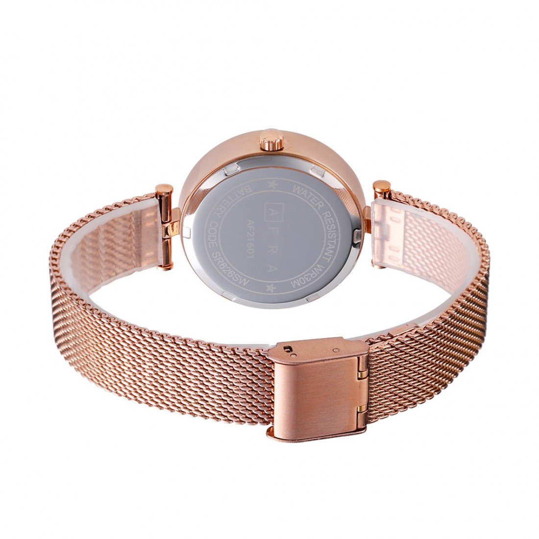AFRA Regina Ladies Watch | Rose Gold Case | White Dial | Rose Gold Mesh Bracelet | AF21601 - Image 4