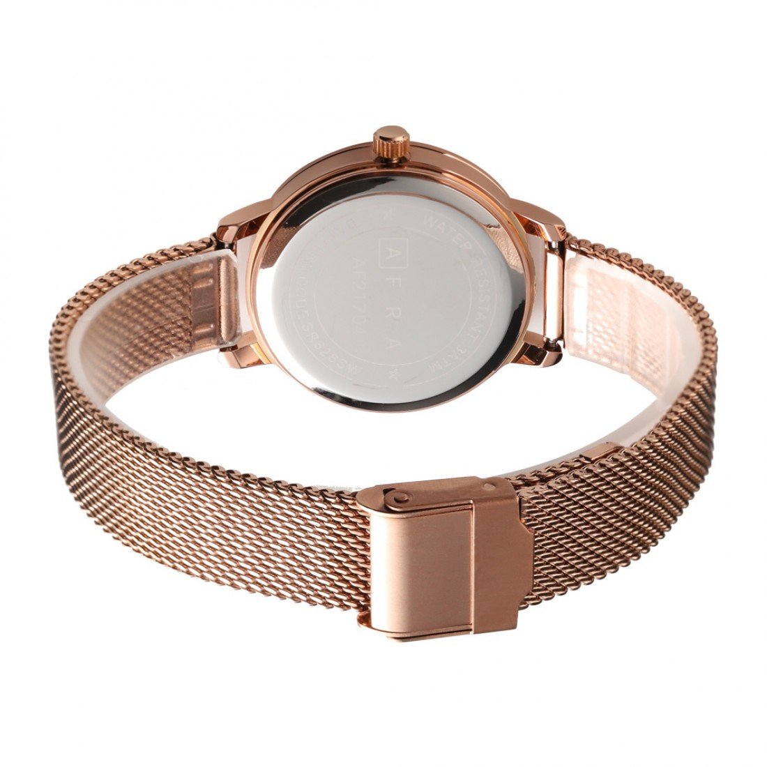 AFRA Pearlescent Ladies Watch | Rose Gold Case | Blue Dial | Rose Gold Mesh Bracelet | AF21704 - Image 3