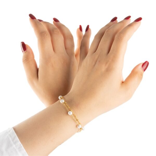 AFRA JEW PEARLET GOLD STAINLESS STEEL BRACELET - Image 7