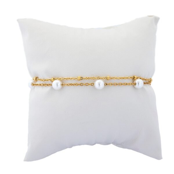 AFRA JEW PEARLET GOLD STAINLESS STEEL BRACELET - Image 2