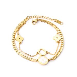 AFRA JEW CLOVER GOLD STAINLESS STEEL BRACELET