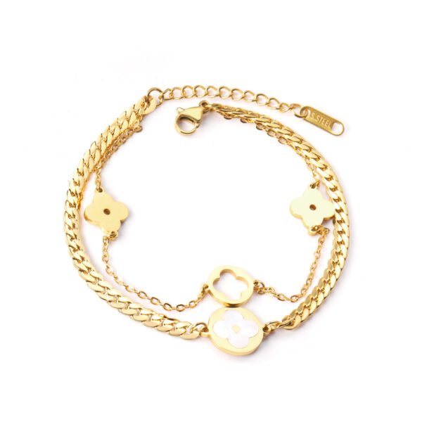 AFRA JEW CLOVER GOLD STAINLESS STEEL BRACELET