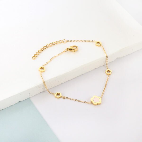 AFRA JEW CLOVER GOLD STAINLESS STEEL BRACELET - Image 2