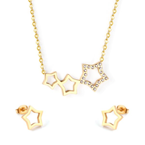 AFRA JEW ORION ROSEGOLD STAINLESS STEEL SET -NECKLACE+EARRINGS