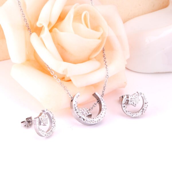 AFRA JEW AYLIN SILVER STAINLESS STEEL SET -NECKLACE+EARRINGS - Image 2