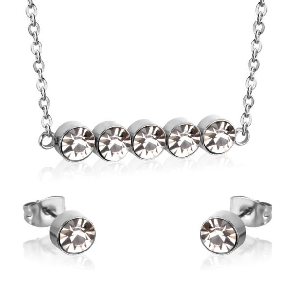 AFRA JEW JEWEL SILVER STAINLESS STEEL SET -NECKLACE+EARRINGS
