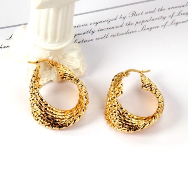AFRA JEW PALMETTE GOLD STAINLESS STEEL EARRING - Image 2