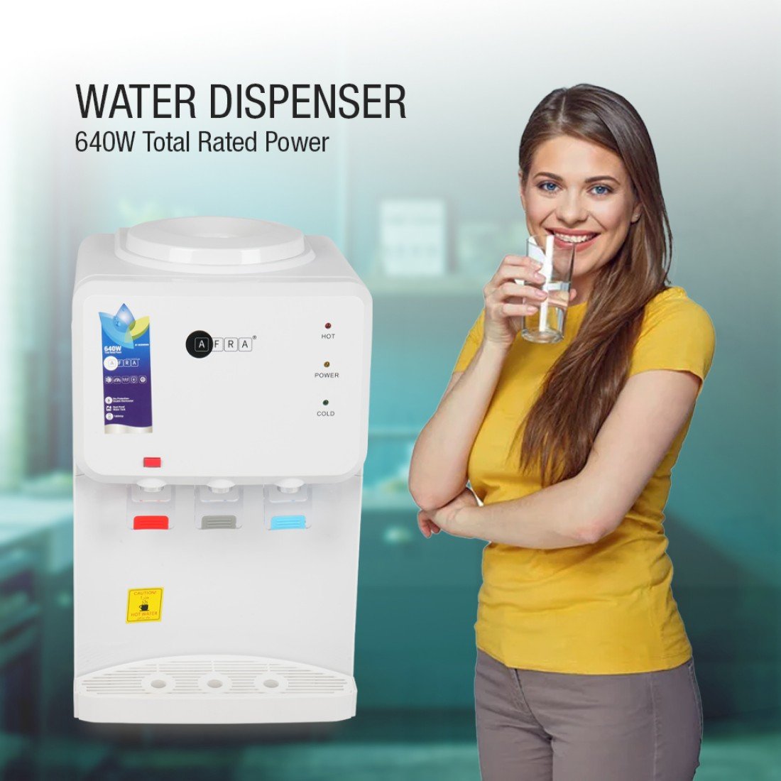 AFRA Table Top Water Dispenser AF-5030WDWH – 550W Hot & 90W Cold, 2L/H Fast Cooling, Dry Protection - Image 5