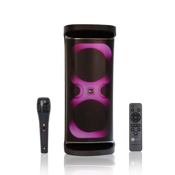 AFRA Party Speaker, 120 Watts, 24kg, Black, 7000Ma Battery, Karaoke Mic, LED Speaker Lighting, AF-120PSBK, 2 Years Warranty