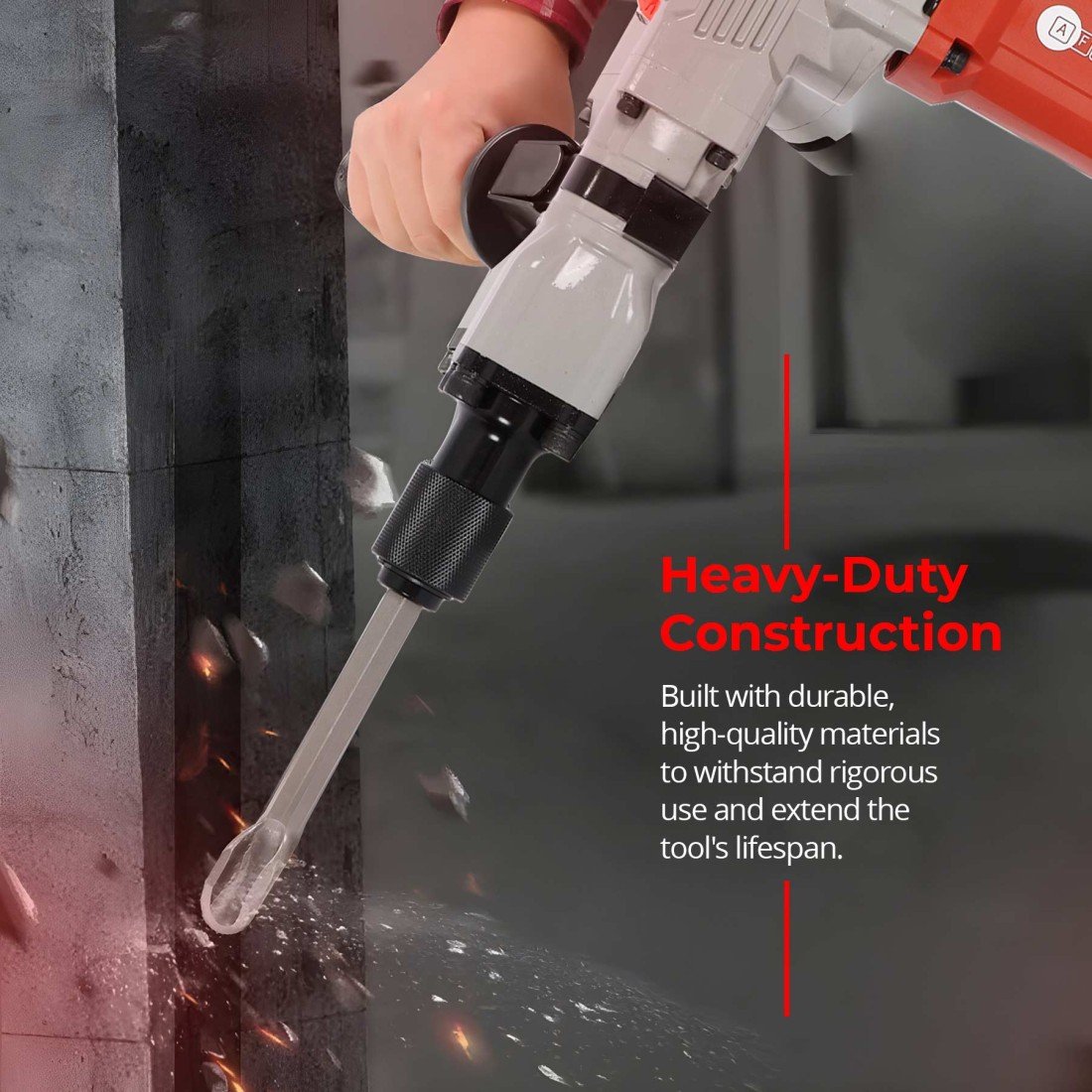 AFRA Hex Demolition Hammer - Model AFT-17-1400DHRD | 1400W | 17mm Hex | 16.8J Impact | Vibration Control - Image 6