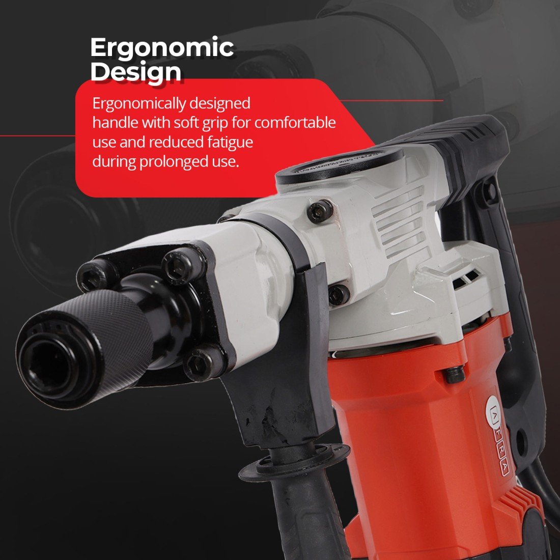 AFRA Hex Demolition Hammer - Model AFT-17-1400DHRD | 1400W | 17mm Hex | 16.8J Impact | Vibration Control - Image 4
