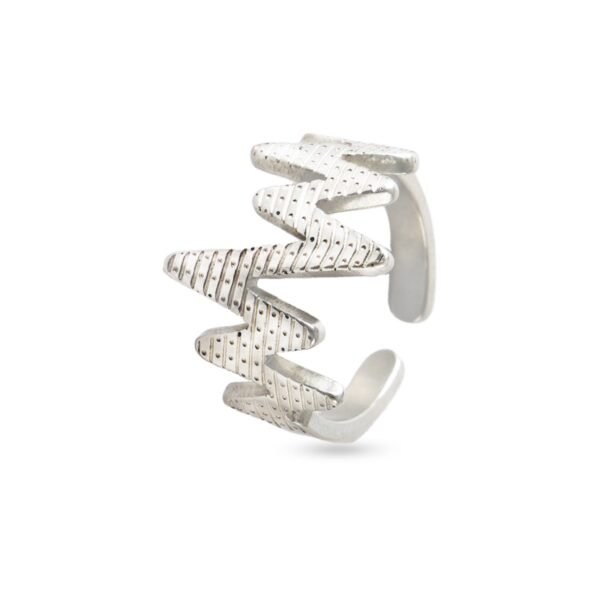AFRA JEW HEARTBEAT SILVER STAINLESS STEEL RING - Image 4