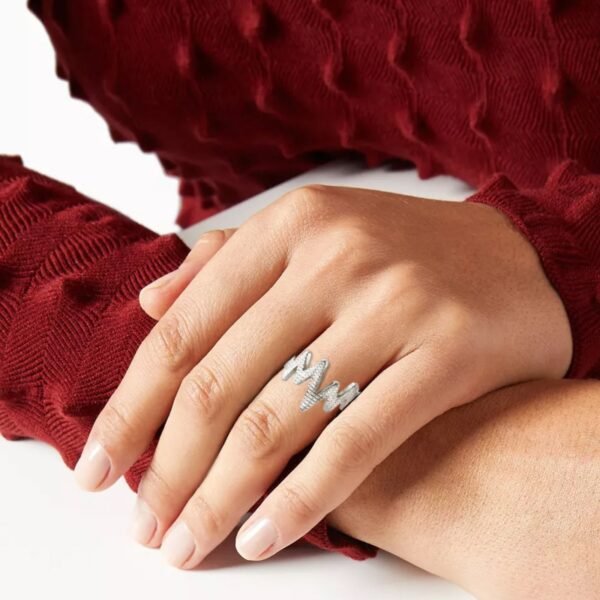 AFRA JEW HEARTBEAT SILVER STAINLESS STEEL RING - Image 3