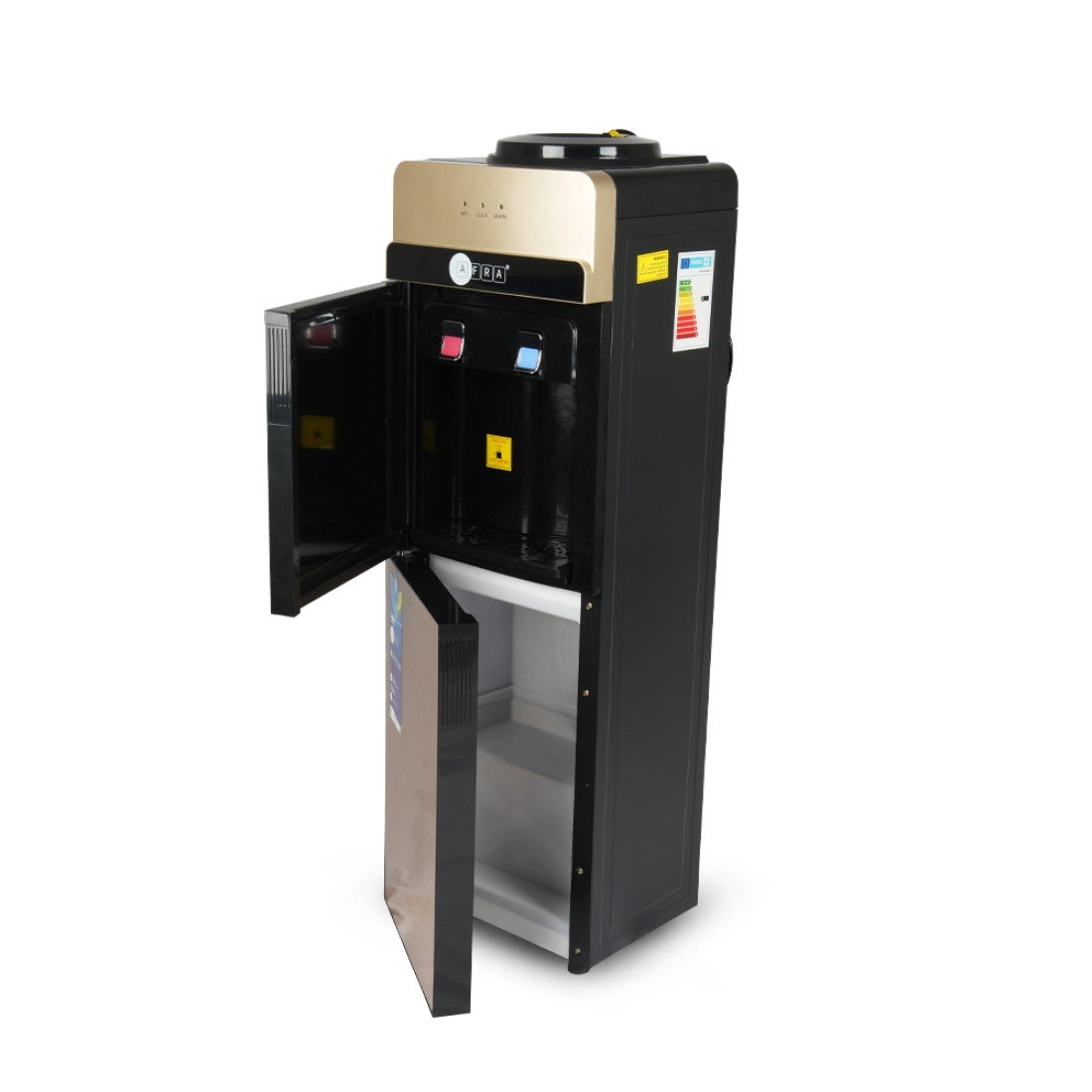 AFRA Top Loading Water Dispenser AF-9820WDGD – 550W Hot & 90W Cold, Bottom Cabinet, 2L/h Cooling - Image 2