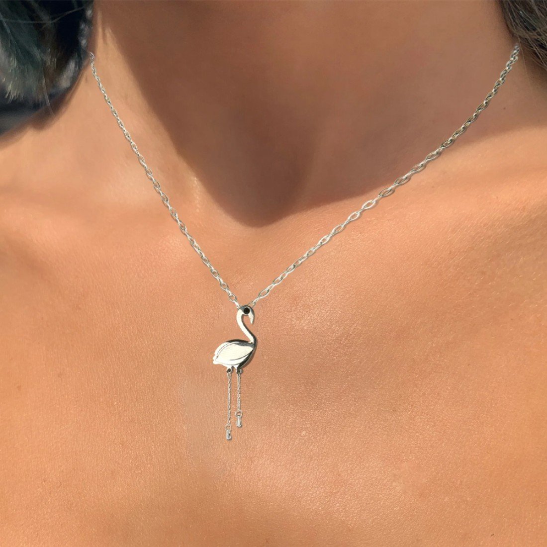 AFRA JEW Avis Necklace | Silver Stainless Steel | Contemporary Bird Charm | AFJ90001N - Image 2