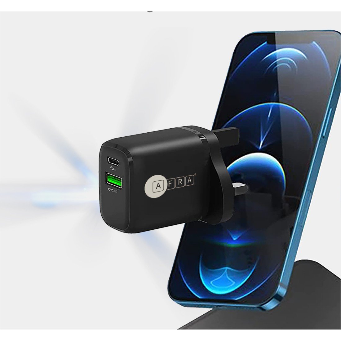 AFRA USB Wall Charger AF-0020DUSB – 20W, 3A Dual Port (USB-A & USB-C), Fast Charging & Compact - Image 4