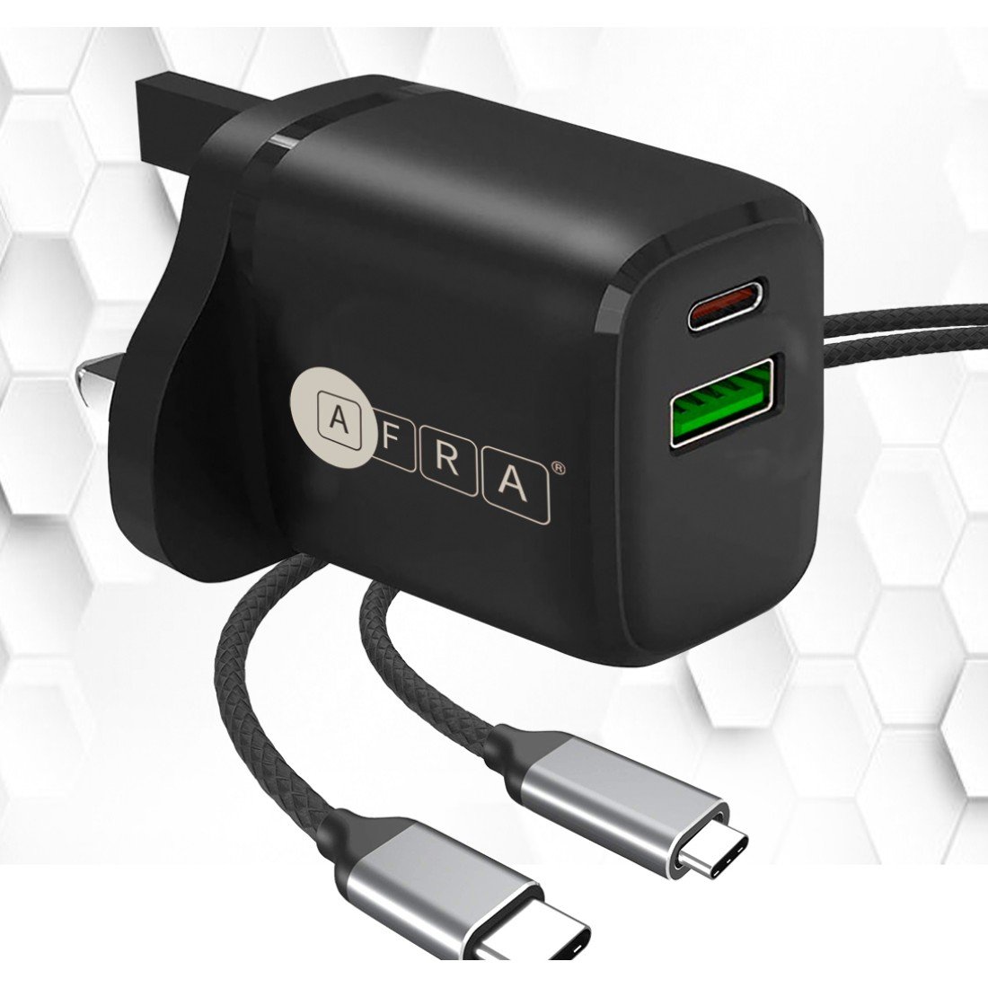AFRA USB Wall Charger AF-0020DUSB – 20W, 3A Dual Port (USB-A & USB-C), Fast Charging & Compact - Image 2